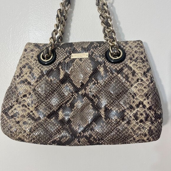 KATE SPADE Gold Coast Maryanne Large Satchel Quilted Snake Print Leather - Picture 2 of 8